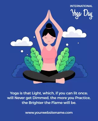 Mindful Blue International Yoga Day Celebration Poster Template