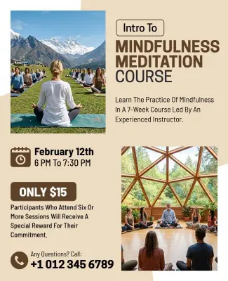 Mindfulness Meditation Course Flyer Template