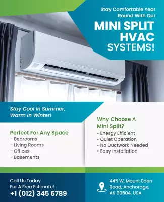 Mini Split HVAC Systems Promotional Flyer Template