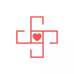 Minimal Red Heart and Cross Design Representing Hospital Logo Template