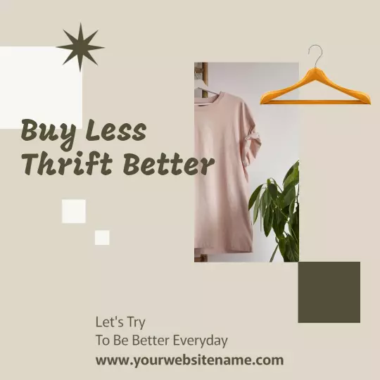 Minimalist Beige Thrift Store Promotion for Conscious Buyers Ad Template