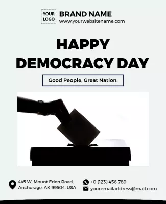 Minimalist Black and White Democracy Day Celebration Poster Template