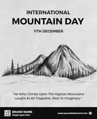 Minimalist Black and White International Mountain Day Poster Template