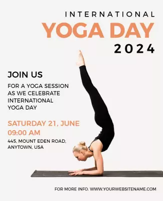 Minimalist Black and White International Yoga Day Poster Template