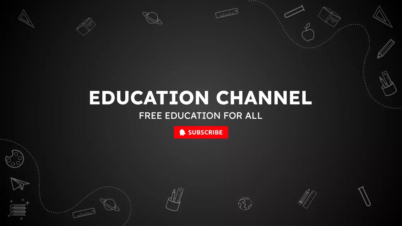 Minimalist Black Education Channel with White Icons Banner Template