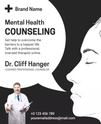 Minimalist Black Mental Health Counseling Service Poster Template