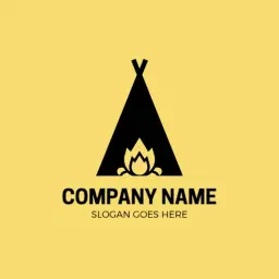 Minimalist Black Teepee Design for Outdoor Camping Company Logo Template
