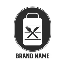 Minimalist Black Tiffin Design with Fork and Knife Logo Template