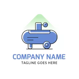 Minimalist Blue and Green Compressor Design Logo Template