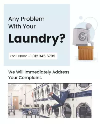 Minimalist Blue Laundry Service Assistance Poster Template
