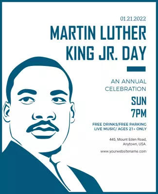 Minimalist Blue Martin Luther King Jr. Day Celebration Poster Template