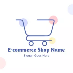 Minimalist Blue Shopping Cart Design for E-commerce Logo Template