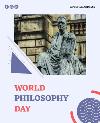 Minimalist Blue World Philosophy Day Celebration Poster Template