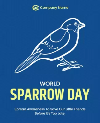 Minimalist Blue World Sparrow Day Awareness Poster Template