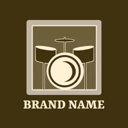 Minimalist Brown Drummer Design Featuring Classic Drum Set Logo Template