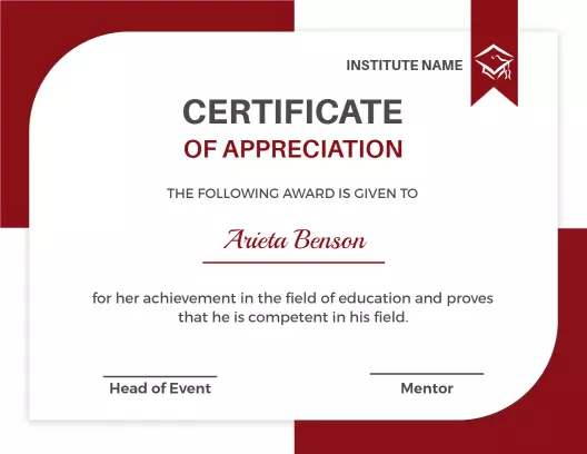 Minimalist Burgundy Education Achievement Certificate Template