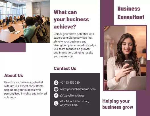 Minimalist Business Consulting Growth Services Brochure Template