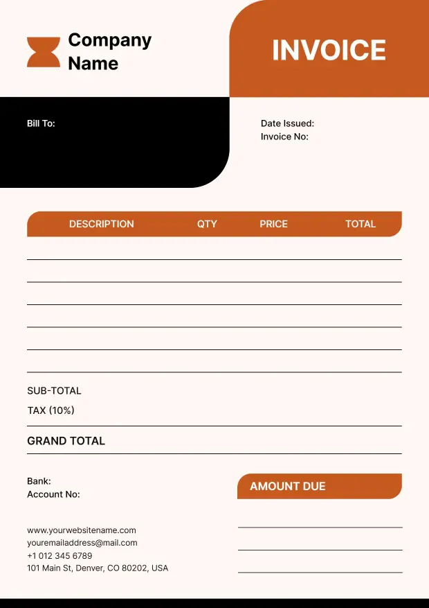 Minimalist Business Transaction Payment Blank Invoice Template