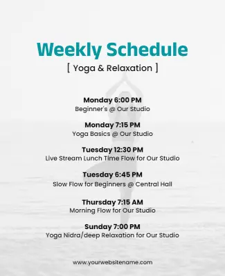Minimalist Calm Weekly Yoga and Relaxation Schedule Poster Template