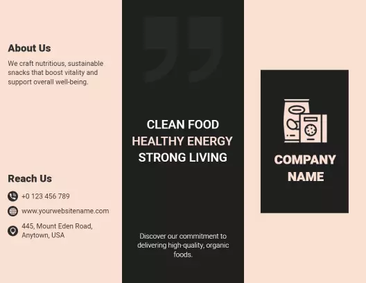 Minimalist Clean Food and Healthy Living Brochure Template