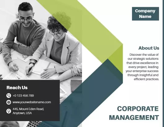 Minimalist Corporate Management Solutions and Strategy Brochure Template