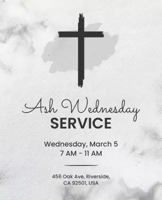 Minimalist Gray Ash Wednesday Service Announcement Poster Template