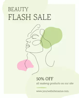 Minimalist Green Beauty Flash Sale Poster Template