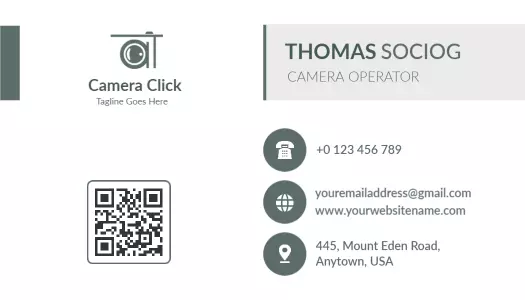 Minimalist Green Camera Operator Personal Business Card Template