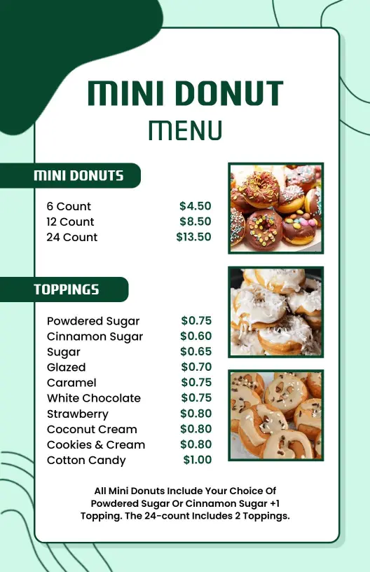 Minimalist Green Donut Menu Template