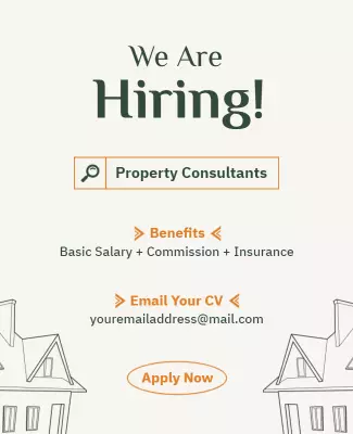 Minimalist Green Job Recruitment for Property Consultants Poster Template