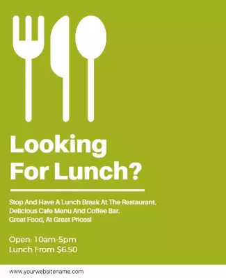 Minimalist Green Lunch Invitation Cafe Menu Poster Template