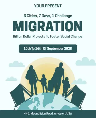 Minimalist Green Migration Social Challenge Event Poster Template