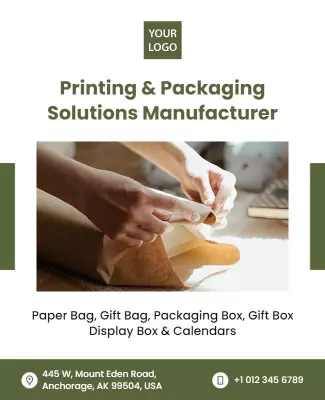 Minimalist Green Printing and Packaging Solutions Poster Template