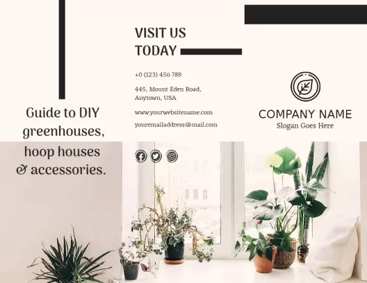 Minimalist Greenhouse DIY Guide and Accessories Brochure Template