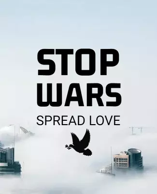 Minimalist Grey Anti-War Love Message Poster Template