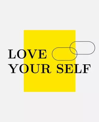 Minimalist Inspirational Yellow Love Yourself Poster Template