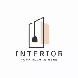 Minimalist Line Art Illustrating Elegant Interior Design Logo Template