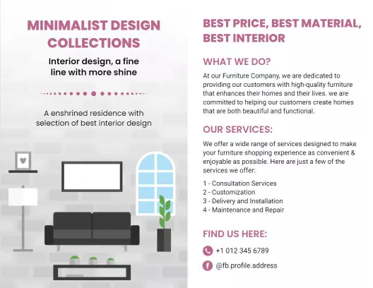 Minimalist Modern Furniture Design Collection Services Brochure Template