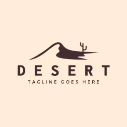 Minimalist Mountain and Cactus Design Reflecting Desert Landscape Logo Template