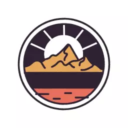 Minimalist Mountain Landscape with Sun and Water Logo Template