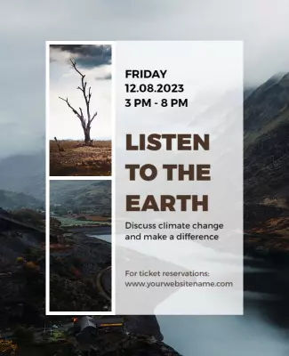 Minimalist Nature Landscape Climate Change Awareness Poster Template