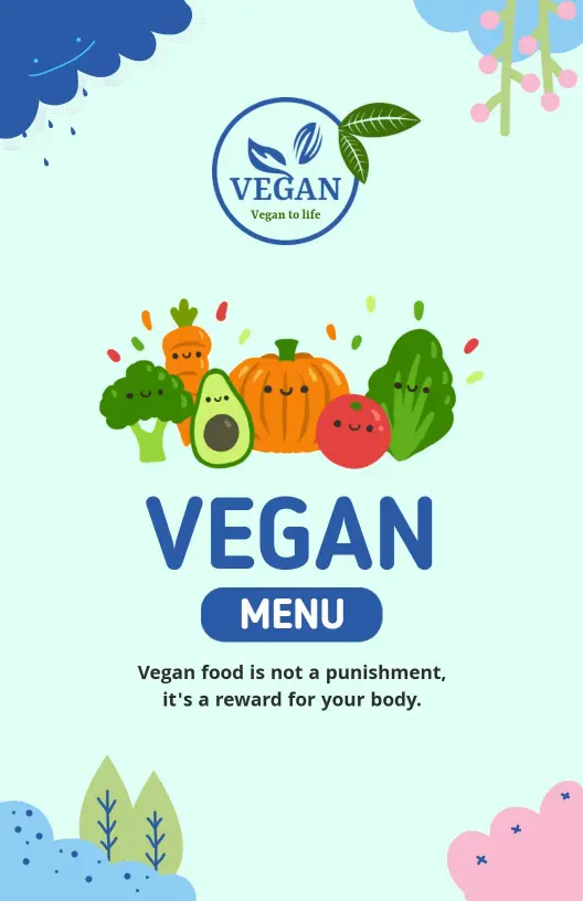 Minimalist Pastel Vegan Restaurant Menu Template