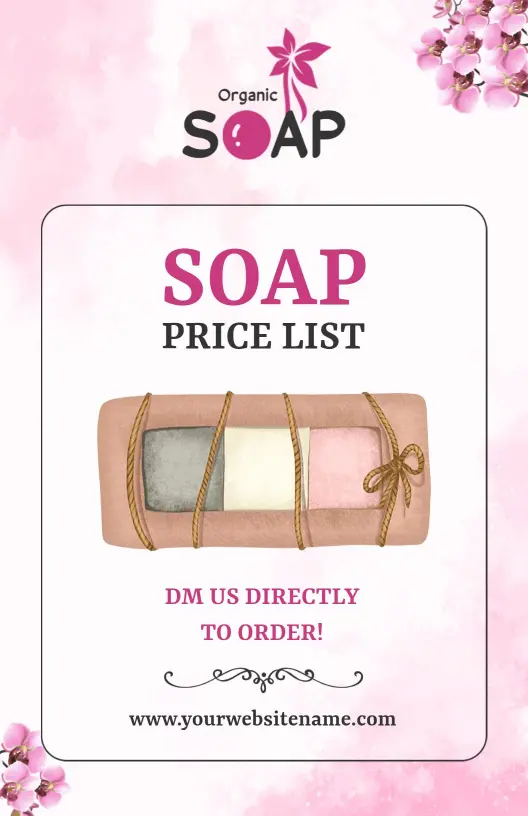 Minimalist Pink Soap Product Price List Template