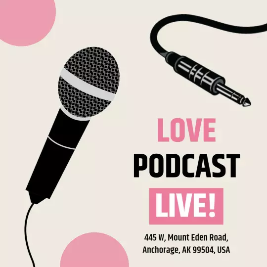 Minimalist Podcast Event Announcement in Pink and Black Ad Template
