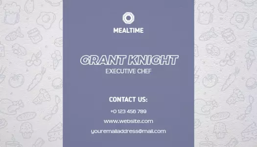 Minimalist Purple Chef Contact Information Business Card Template