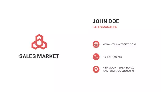 Minimalist Red Sales Market Business Card Template
