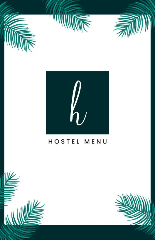 Minimalist Tropical Theme Hostel Menu Template