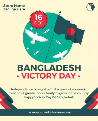 Minimalist Turquoise Bangladesh Victory Day Celebration Poster Template