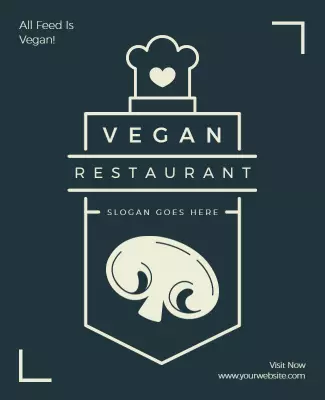 Minimalist Vegan Restaurant Design with Unique Logo Poster Template