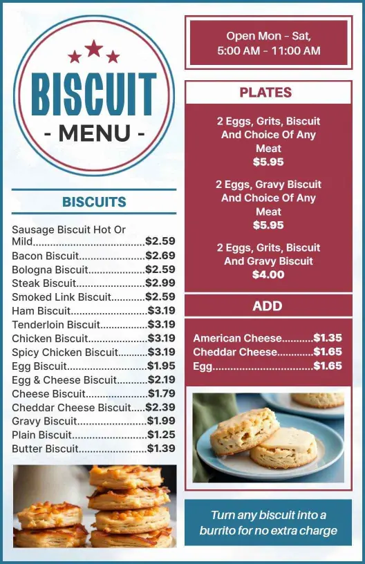 Minimalist Vintage Morning Biscuits Menu Template